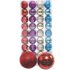 NATAL BOLA TUBO PVC DEC.SORT.4CM C/9 NTB61002